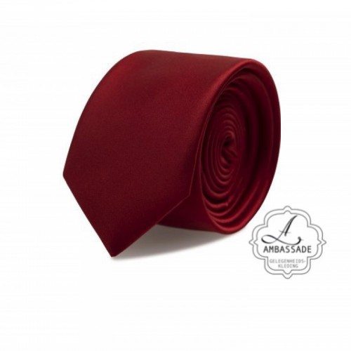 Gladde glansende effen stropdas van satijn met een pochet voor een bruidegom of voor bij een jacquet in pastel tinten. Rood