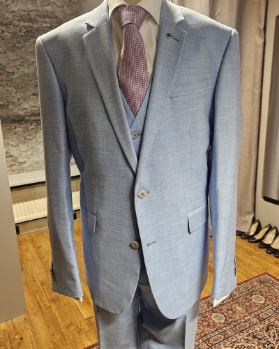 Casual chic kostuum 3 delig, lichtblauw