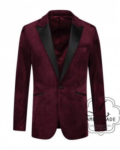 Smokingjas fluweel, bordeaux rood
